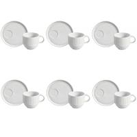 Conjunto De Xícara De Chá Empilhável Com Pires 06 Peças Linhas New White Porto Brasil - 1