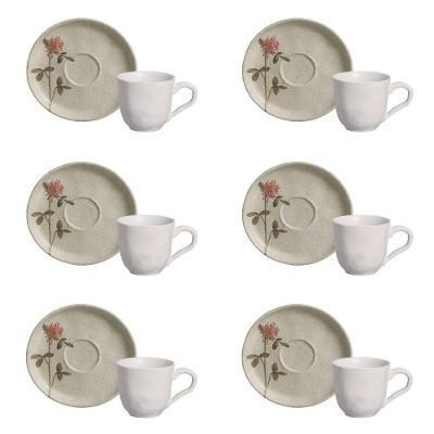 Conjunto de Xícara de Cafezinho Bio Campestre Cerâmica Stoneware 6 Peças Porto Brasil