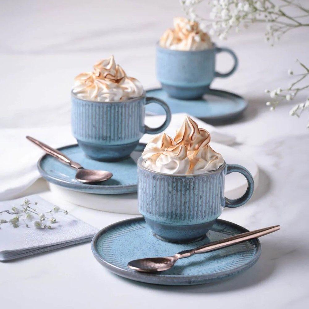 Conjunto De Xícara De Chá Empilhável Com Pires 06 Peças Linhas Breeze Porto Brasil - 4