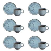 Conjunto De Xícara De Chá Empilhável Com Pires 06 Peças Linhas Breeze Porto Brasil - 1