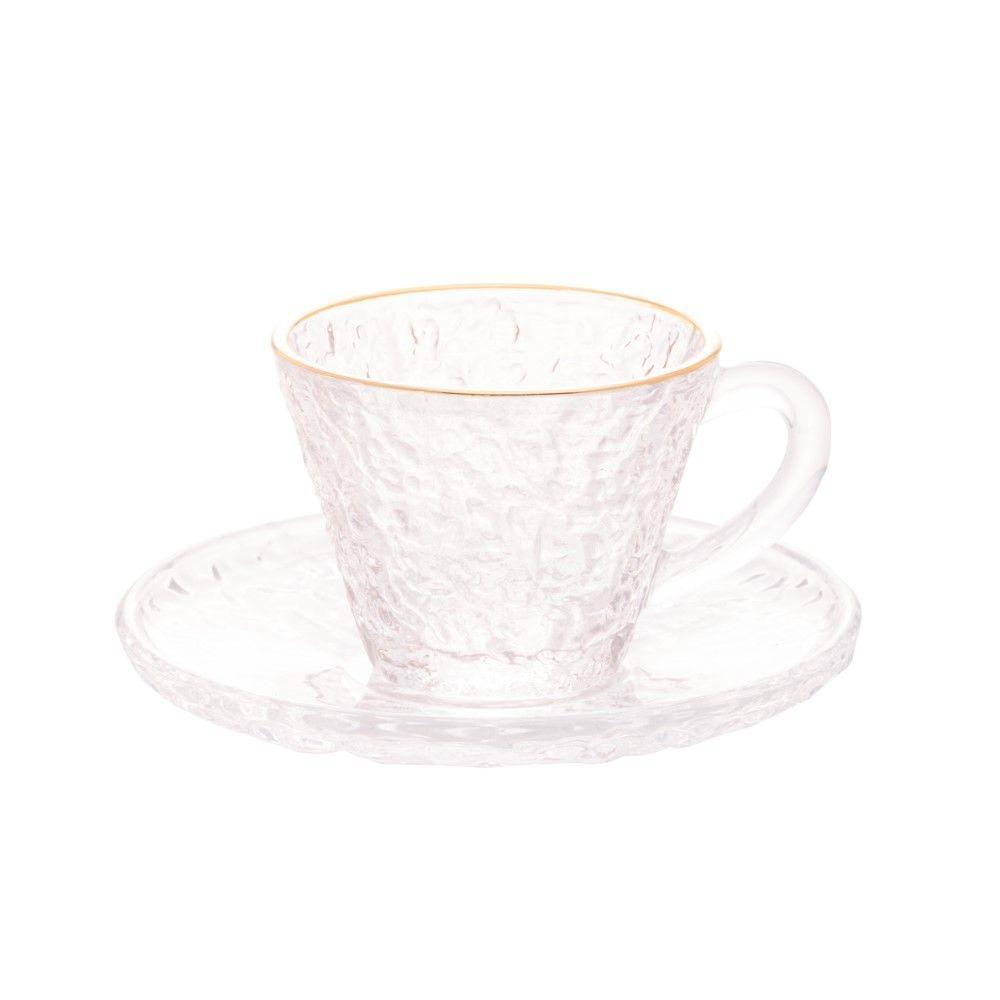 Conjunto De Xícara De Cafezinho Com Pires 06 Peças De Cristal Martelado Com Fio De Ouro Petra Lyor - 2