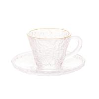 Conjunto De Xícara De Cafezinho Com Pires 06 Peças De Cristal Martelado Com Fio De Ouro Petra Lyor - 2
