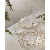 Conjunto De Xícara De Cafezinho Com Pires 06 Peças De Cristal Martelado Com Fio De Ouro Petra Lyor - 3