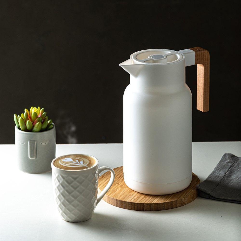 Garrafa Térmica Organic 1 L Em Plástico Branco Com Ampola De Vidro Lyor - 2