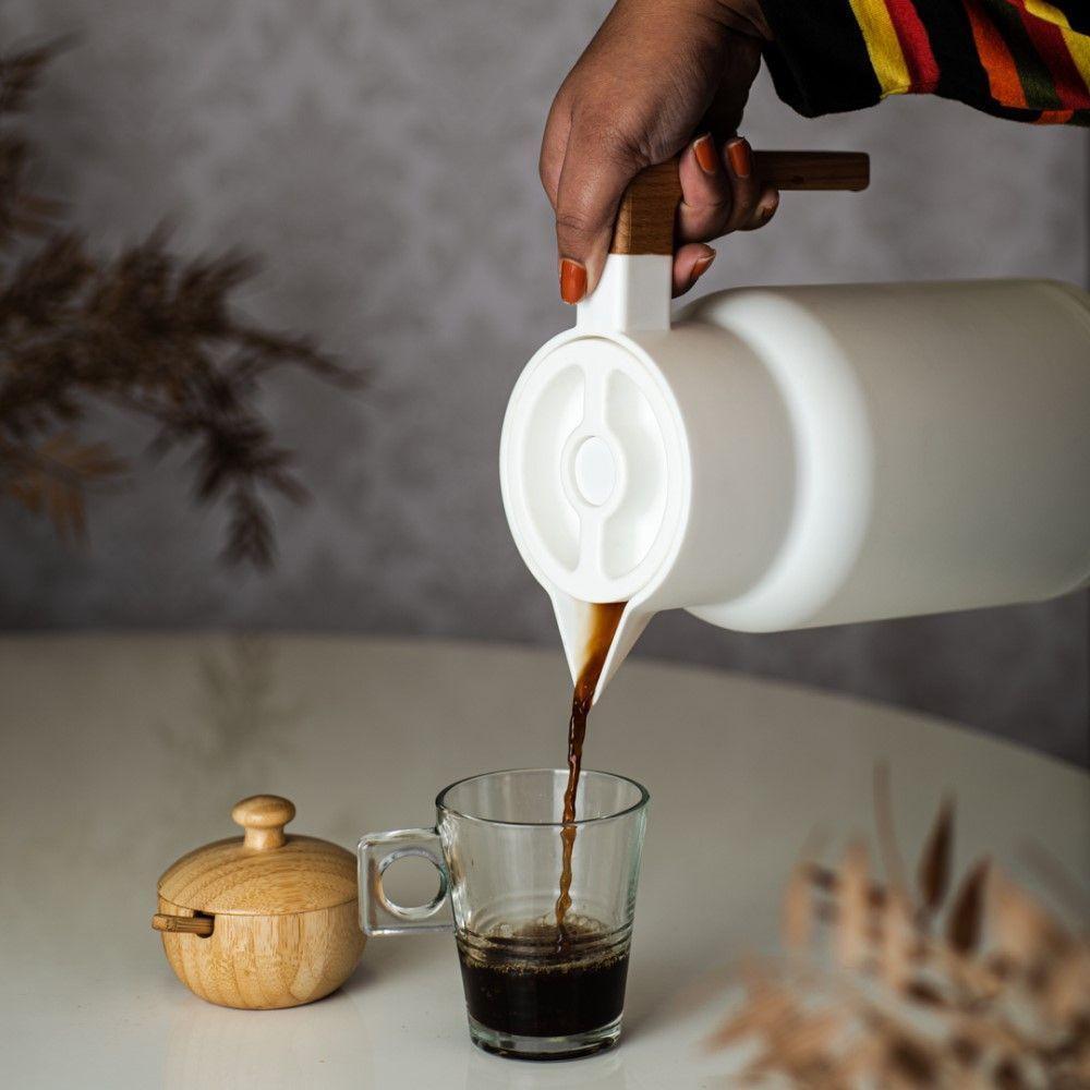 Garrafa Térmica Organic 1 L Em Plástico Branco Com Ampola De Vidro Lyor - 3