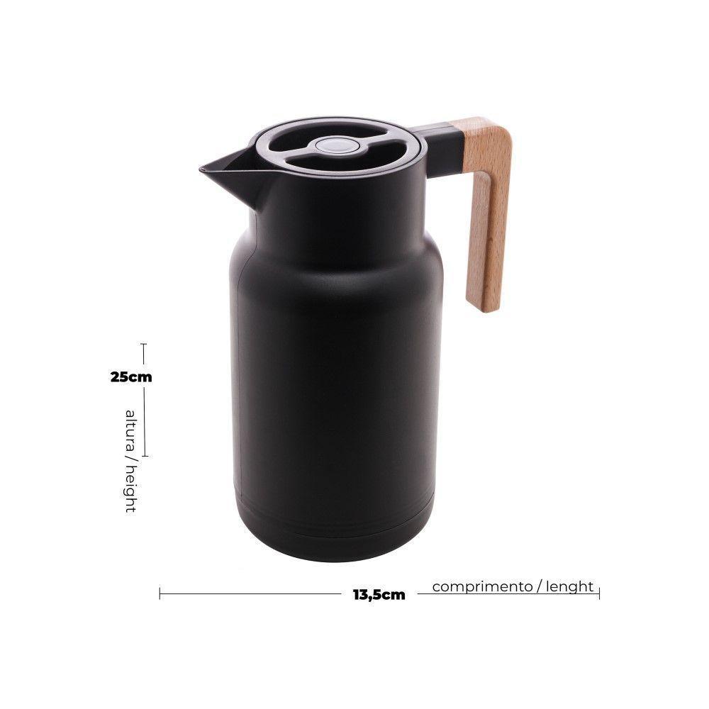 Garrafa Térmica Organic 1 L Em Plástico Preto Com Ampola De Vidro Lyor - 3