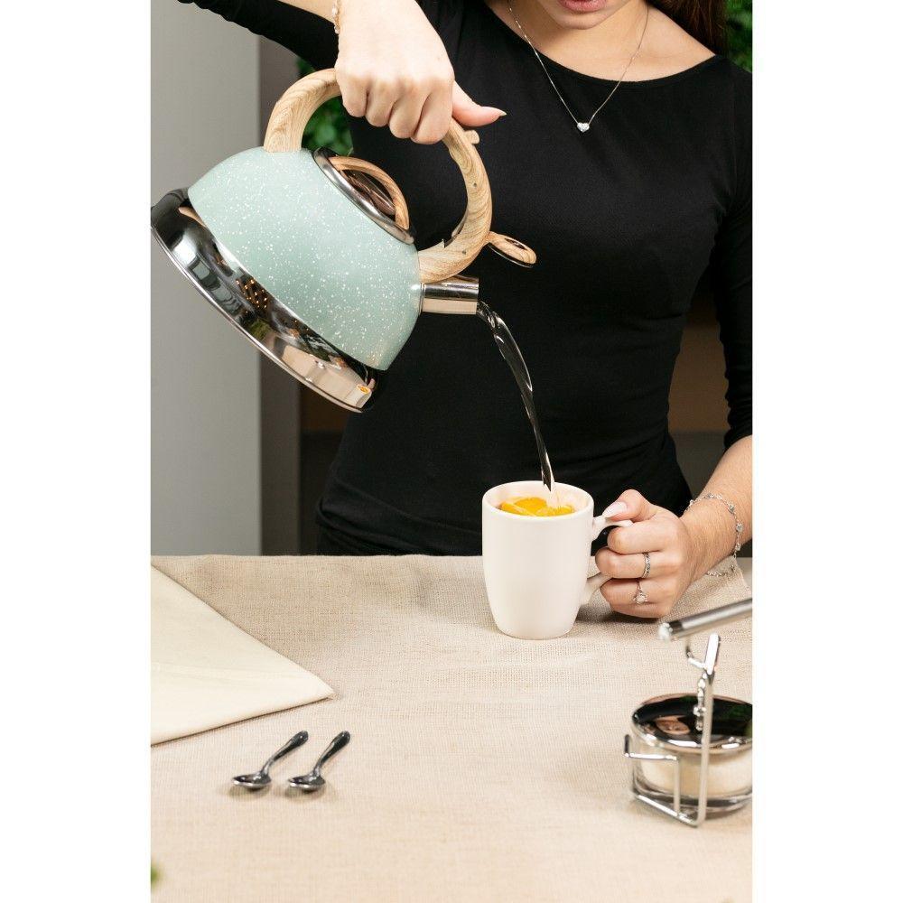 Chaleira 2,7 L Em Aço Inox Com Apito Roma Verde Com Indução Brinox - 2