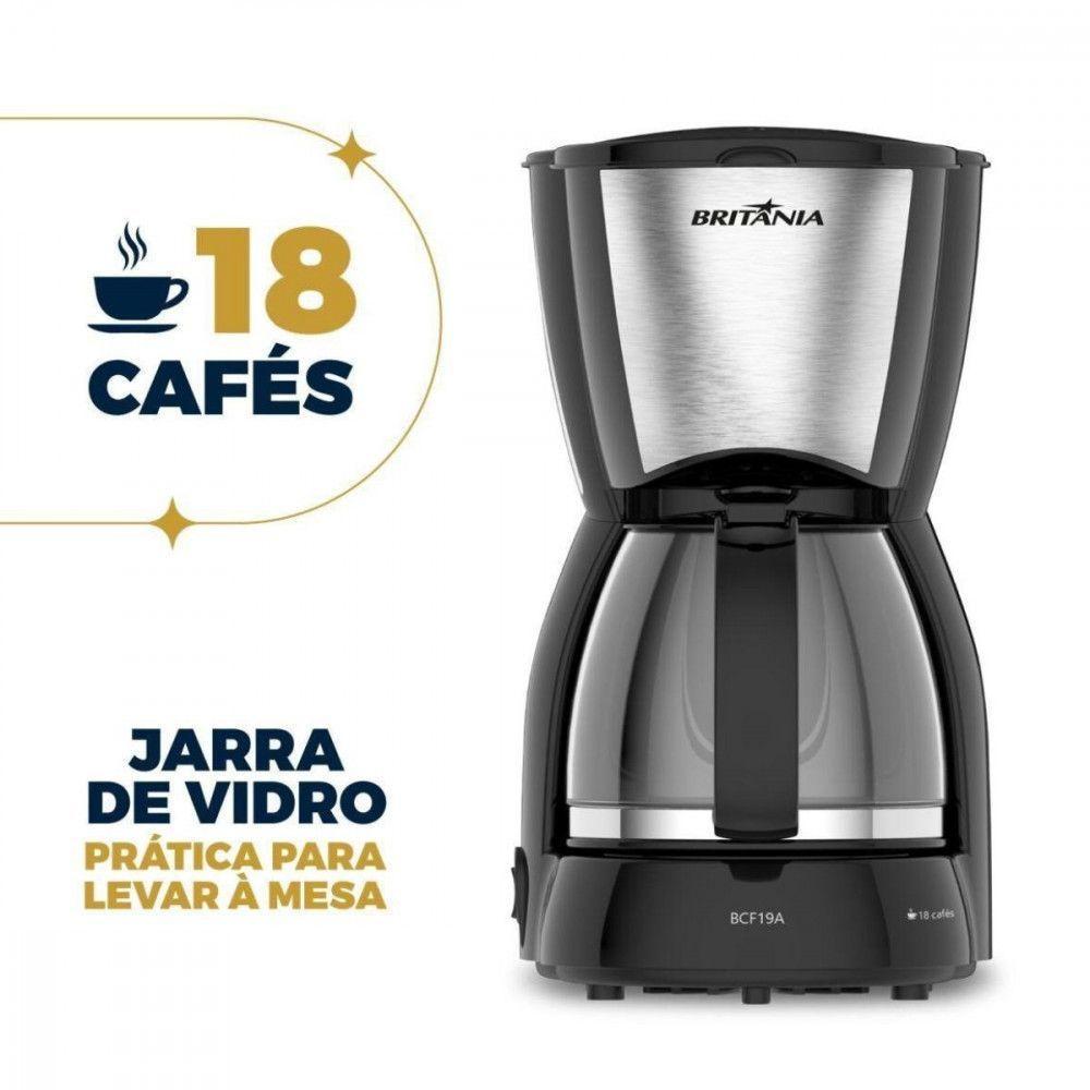 Cafeteira Britânia 18 Cafezinhos Jarra De Vidro 550W BCF19A Preto/inox 220V - 6