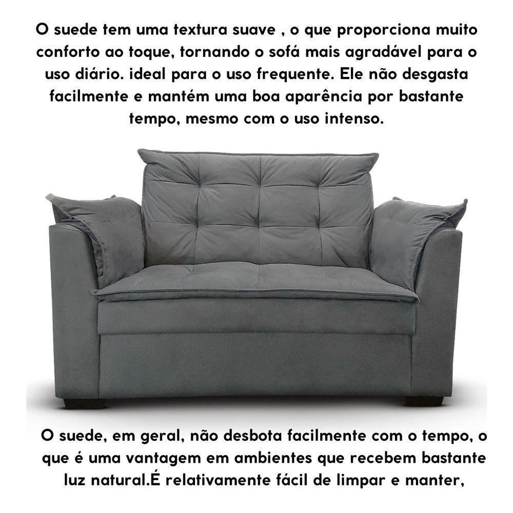 Sofá 2 Lugares Para Sala Moderno Confortável Zilda Suede Cor:cinza - 2