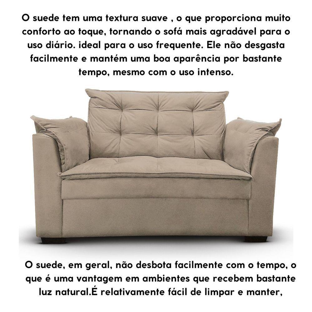 Sofá 2 Lugares Para Sala Moderno Confortável Stella Suede Cor:bege - 2