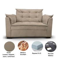 Sofá 2 Lugares Para Sala Moderno Confortável Stella Suede Cor:bege - 3