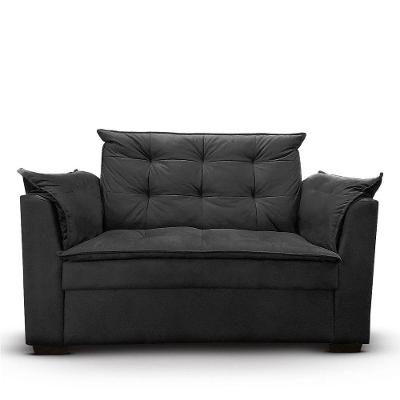 Sofá 2 Lugares Para Sala Moderno Confortável Zilda Suede Cor:preto