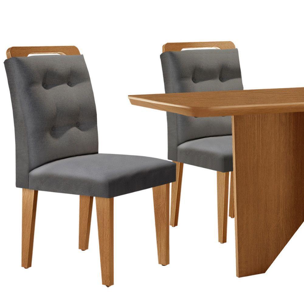 Mesa Evora 120 Mdf Com 4 Cadeiras Carol Linho Grafite-naturalle-naturalle - 5