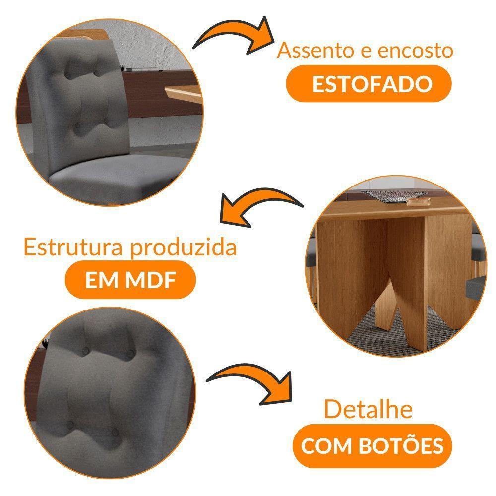 Mesa Evora 120 Mdf Com 4 Cadeiras Carol Linho Grafite-naturalle-naturalle - 7