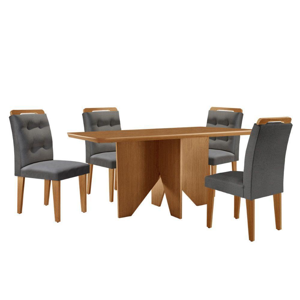 Mesa Evora 120 Mdf Com 4 Cadeiras Carol Linho Grafite-naturalle-naturalle - 8