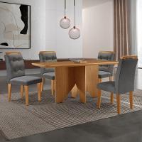 Mesa Evora 120 Mdf Com 4 Cadeiras Carol Linho Grafite-naturalle-naturalle - 1