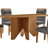 Mesa Evora 120 Mdf Com 4 Cadeiras Carol Linho Grafite-naturalle-naturalle - 2