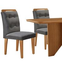 Mesa Evora 120 Mdf Com 4 Cadeiras Carol Linho Grafite-naturalle-naturalle