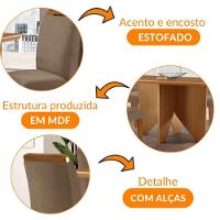 Mesa Evora 120 Mdf Canto Copo E Com 4 Cadeiras Athenas Veludo Capuccino-naturalle-naturalle - 3