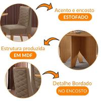 Mesa Evora 120 Mdf Canto Copo E Com 4 Cadeiras Safira Veludo Capuccino-naturalle-naturalle - 9