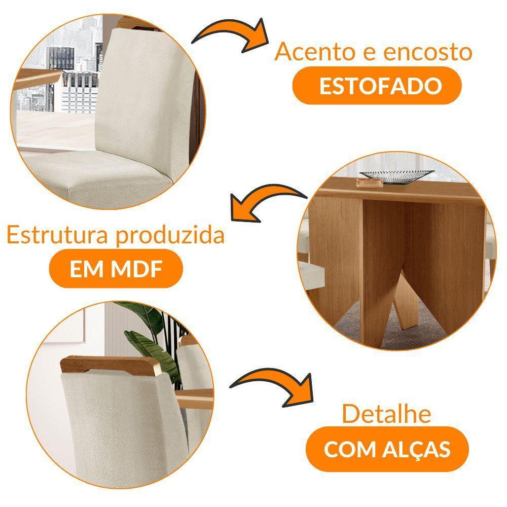 Mesa Evora 120 Mdf Com 4 Cadeiras Athenas Veludo Creme-naturalle-naturalle - 4
