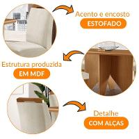 Mesa Evora 120 Mdf Com 4 Cadeiras Athenas Veludo Creme-naturalle-naturalle