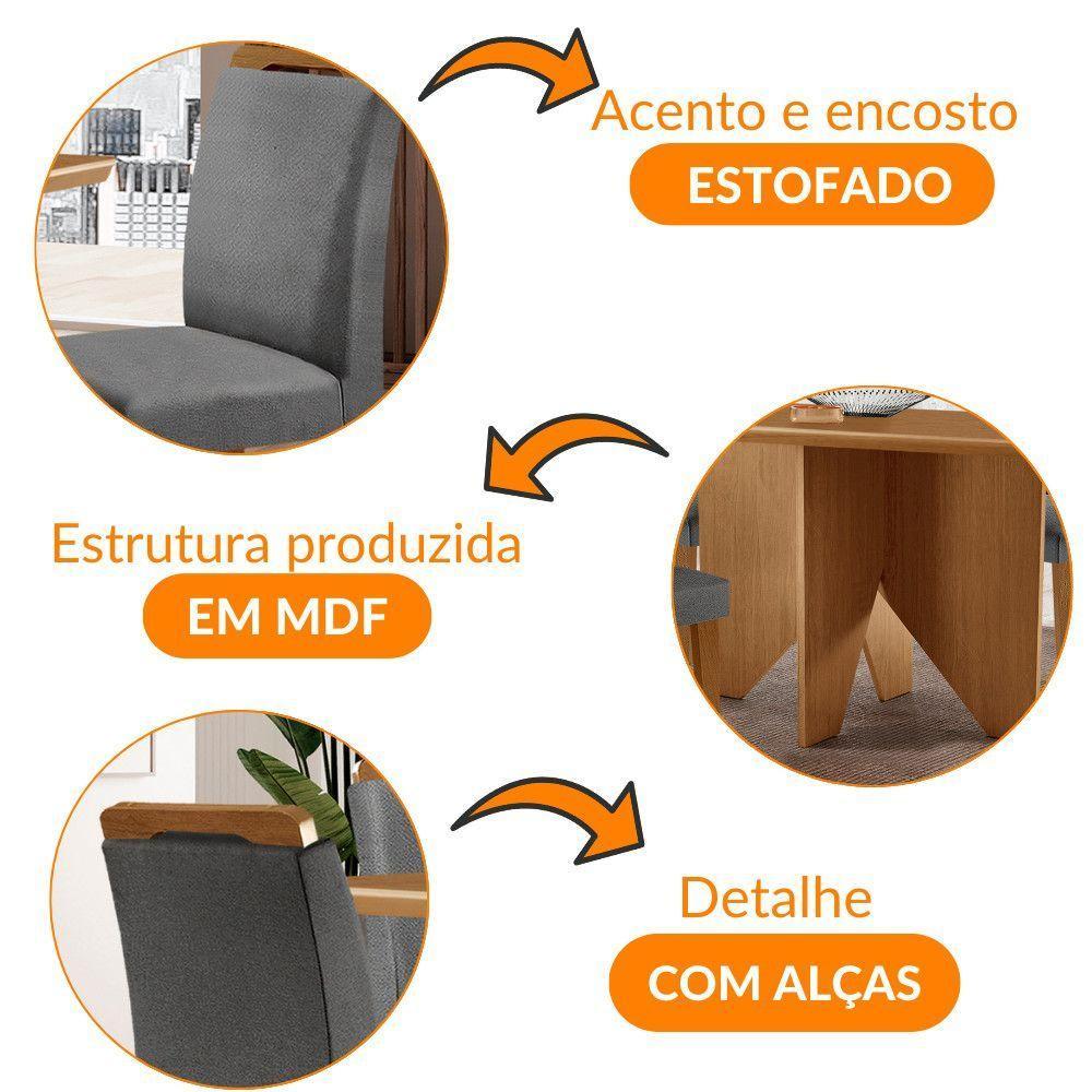 Mesa Evora 120 Mdf Com 4 Cadeiras Athenas Linho Grafite-naturalle-naturalle - 3