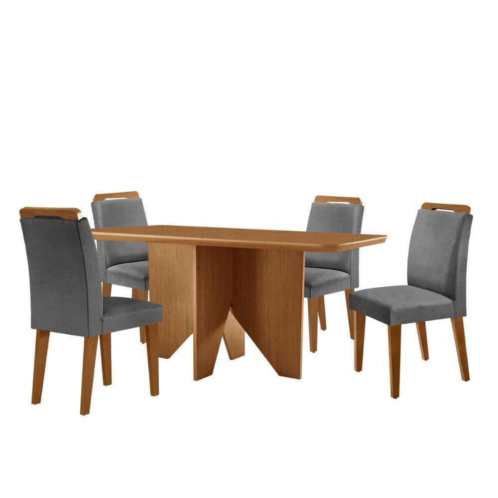 Mesa Evora 120 Mdf Com 4 Cadeiras Athenas Linho Grafite-naturalle-naturalle - 6