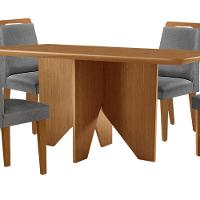 Mesa Evora 120 Mdf Com 4 Cadeiras Athenas Linho Grafite-naturalle-naturalle - 2