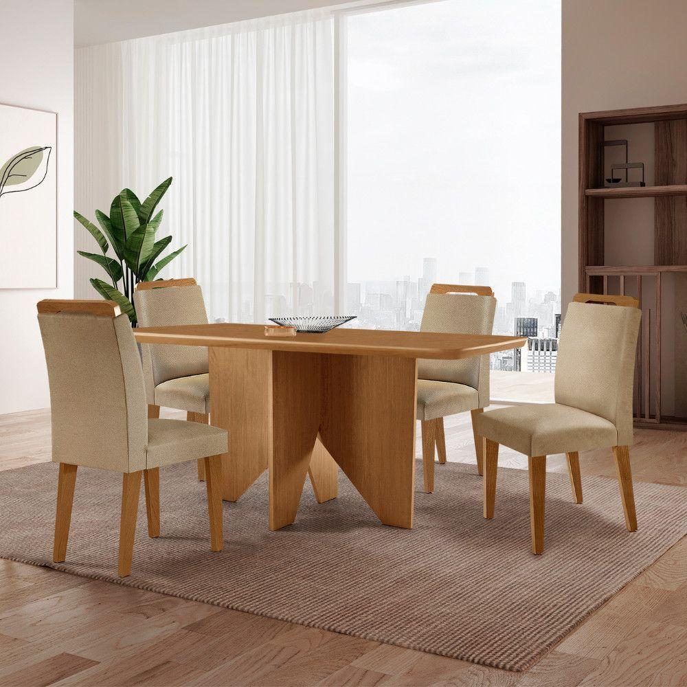 Mesa Evora 120 Mdf Canto Copo E Com 4 Cadeiras Athenas Turim 07-naturalle-naturalle - 1