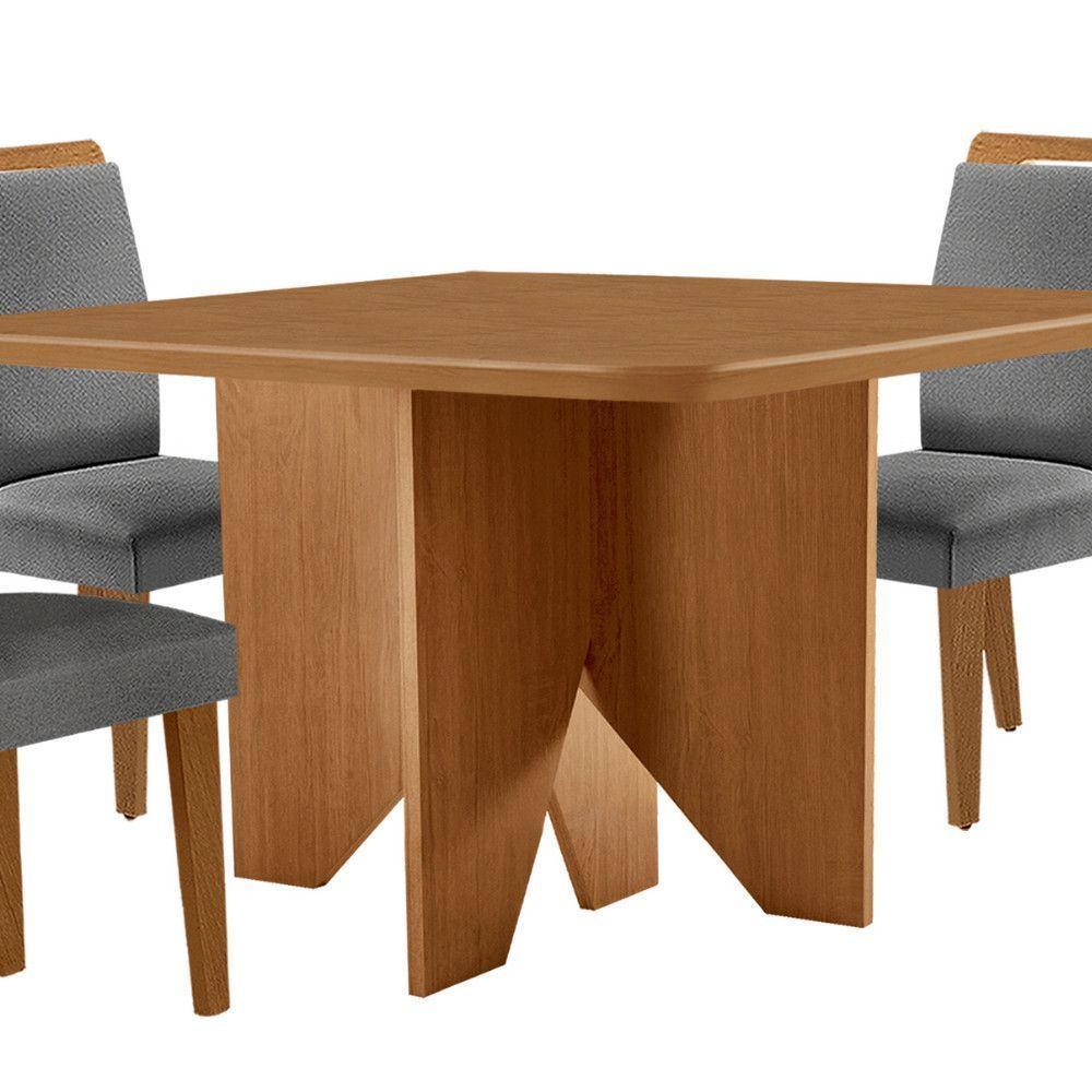 Mesa Evora 90 Mdf Com 4 Cadeiras Athenas Linho Grafite-naturalle-naturalle - 5