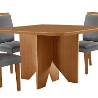 Mesa Evora 90 Mdf Com 4 Cadeiras Athenas Linho Grafite-naturalle-naturalle - 5