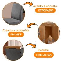 Mesa Evora 90 Mdf Com 4 Cadeiras Athenas Linho Grafite-naturalle-naturalle - 6