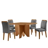 Mesa Evora 90 Mdf Com 4 Cadeiras Athenas Linho Grafite-naturalle-naturalle - 7