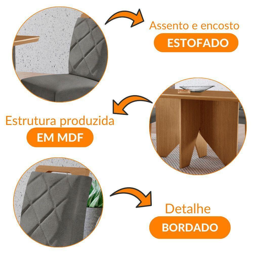 Mesa Evora 120 Mdf Com 4 Cadeiras Melissa Linho Grafite-naturalle-naturalle - 2