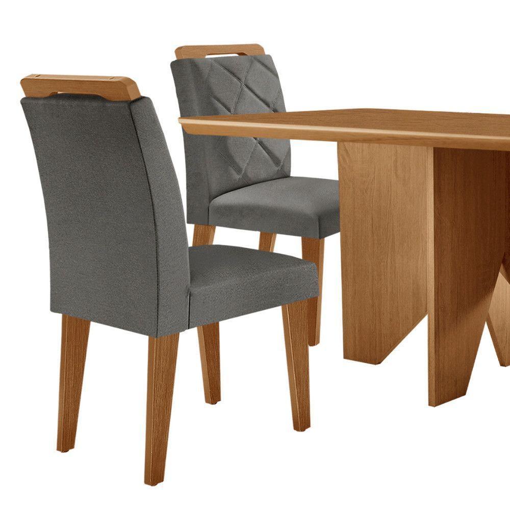 Mesa Evora 120 Mdf Com 4 Cadeiras Melissa Linho Grafite-naturalle-naturalle - 4