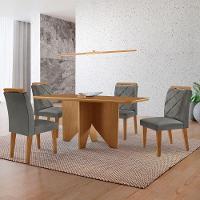 Mesa Evora 120 Mdf Com 4 Cadeiras Melissa Linho Grafite-naturalle-naturalle - 1