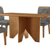 Mesa Evora 120 Mdf Com 4 Cadeiras Melissa Linho Grafite-naturalle-naturalle - 3