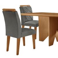 Mesa Evora 120 Mdf Com 4 Cadeiras Melissa Linho Grafite-naturalle-naturalle