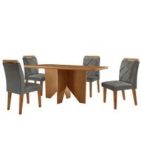 Mesa Evora 120 Mdf Com 4 Cadeiras Melissa Linho Grafite-naturalle-naturalle - 9