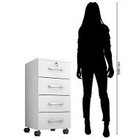 Kit 3 Gaveteiros Escritório Chave E Rodízios 4 Gavetas Gávea Branco