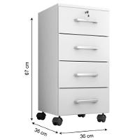 Kit 3 Gaveteiros Escritório Chave E Rodízios 4 Gavetas Gávea Branco - 6