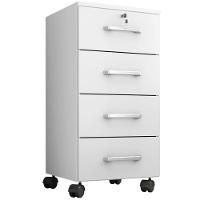 Kit 3 Gaveteiros Escritório Chave E Rodízios 4 Gavetas Gávea Branco - 7