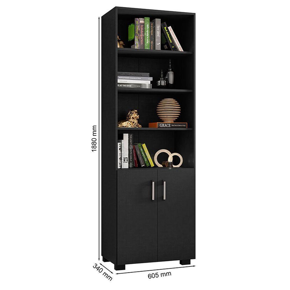 Kit Livreiro 2 Portas Pequenas Livreiro 5 Prateleiras Office Preto - 2