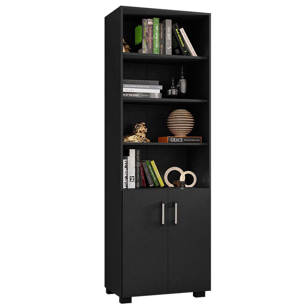 Kit Livreiro 2 Portas Pequenas Livreiro 5 Prateleiras Office Preto - 3