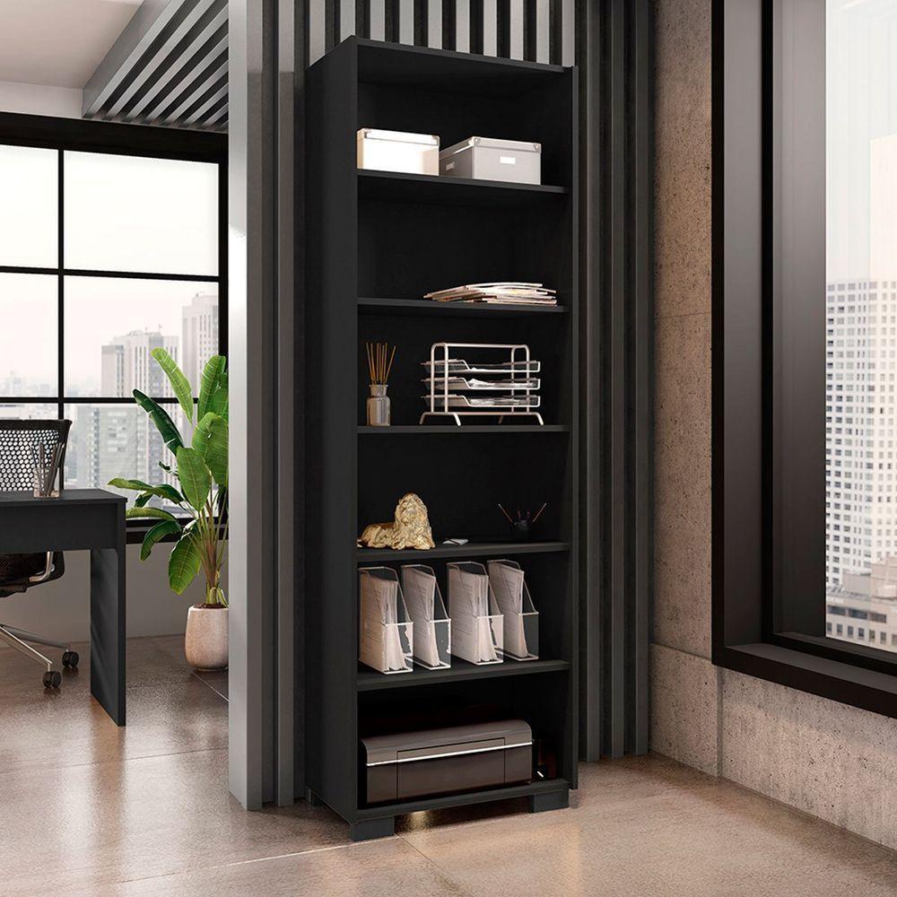 Kit Livreiro 2 Portas Pequenas Livreiro 5 Prateleiras Office Preto - 6