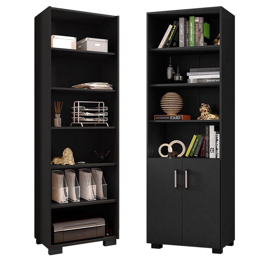 Kit Livreiro 2 Portas Pequenas Livreiro 5 Prateleiras Office Preto - 8
