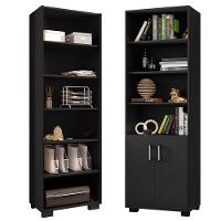 Kit Livreiro 2 Portas Pequenas Livreiro 5 Prateleiras Office Preto - 1