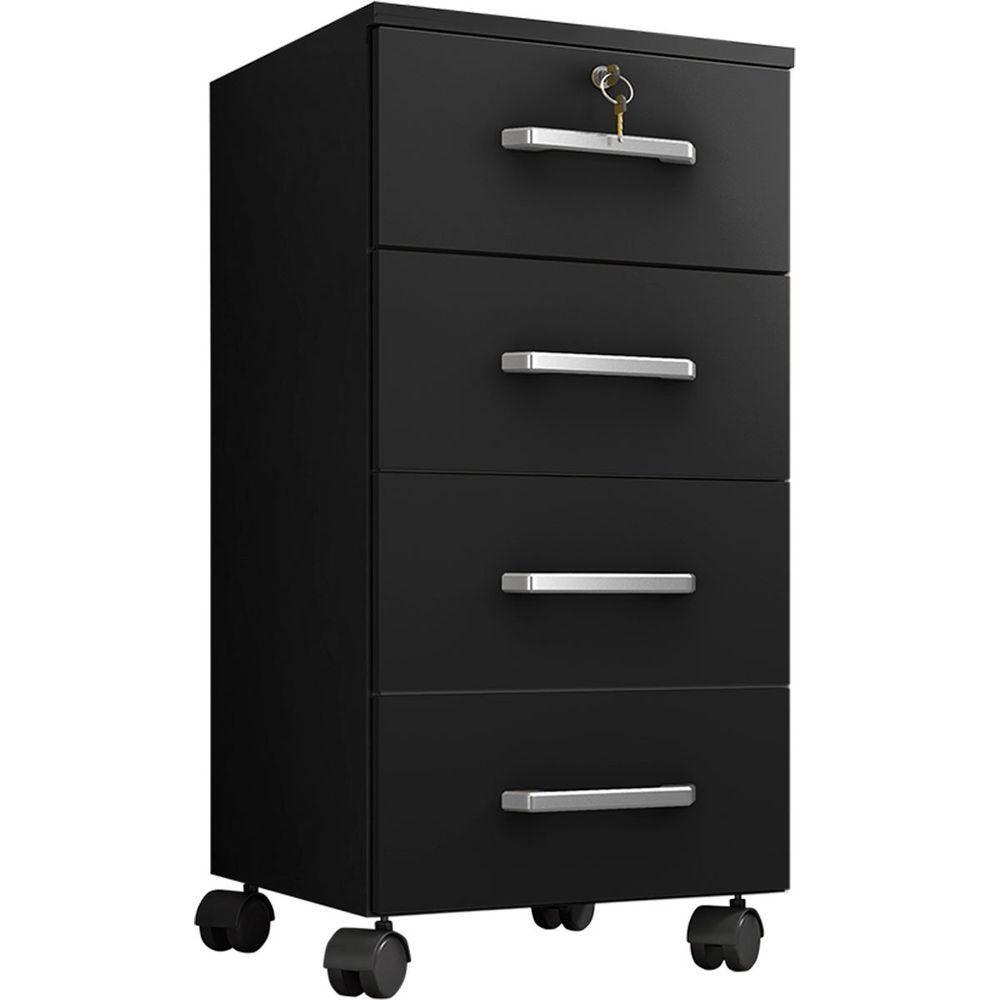 Kit 6 Gaveteiros Escritório Chave E Rodízios 4 Gavetas Gávea Preto - 5