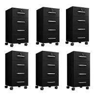 Kit 6 Gaveteiros Escritório Chave E Rodízios 4 Gavetas Gávea Preto - 2